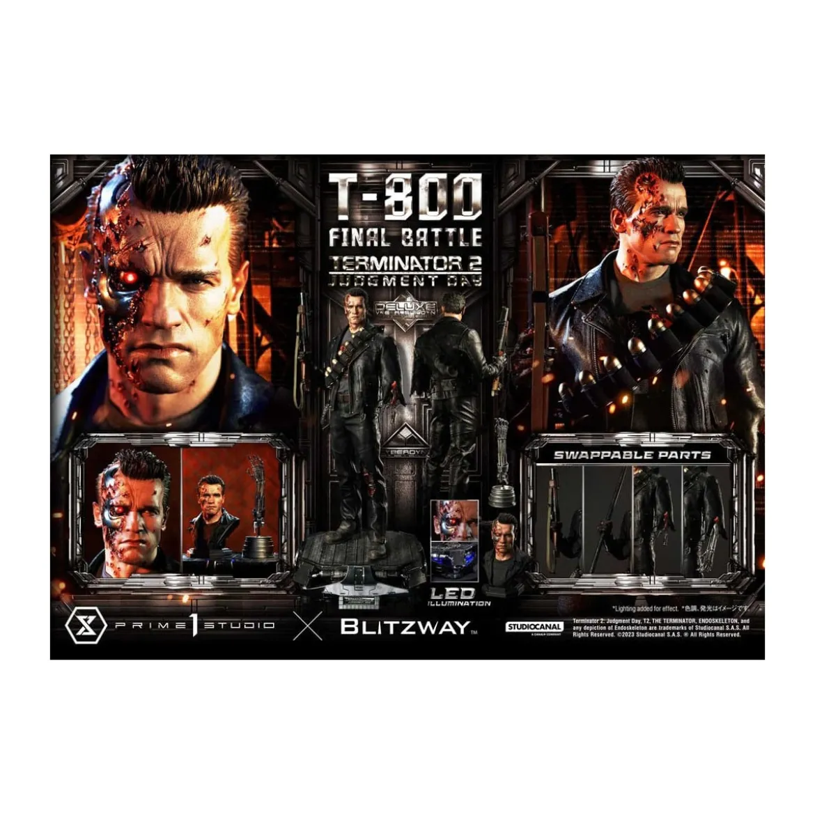 Prime 1 - Terminator 2 Judgment Day T-800 Final Battle Deluxe Bonus Version - Museum Masterline Series 1/3