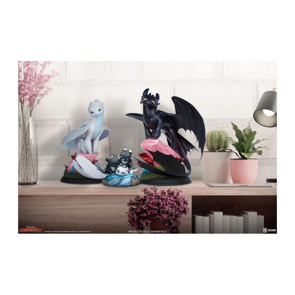 Sideshow Dragons 3 statuette Flèche, Pirouette et Vifagile - Le Monde caché