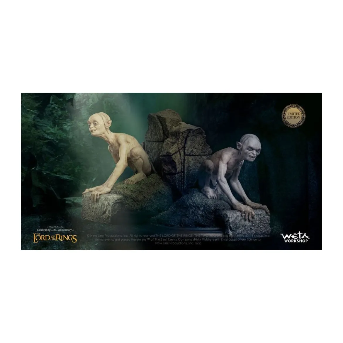 Weta - Le Seigneur des Anneaux statuette Gollum & Sméagol in Ithilien - LOTR